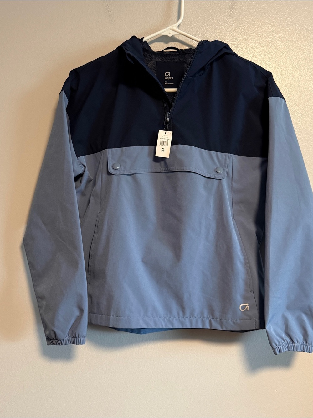 GAP Kids Two-Tone Blue Hooded Pullover Rain Anorak Jacket NWT Size XL